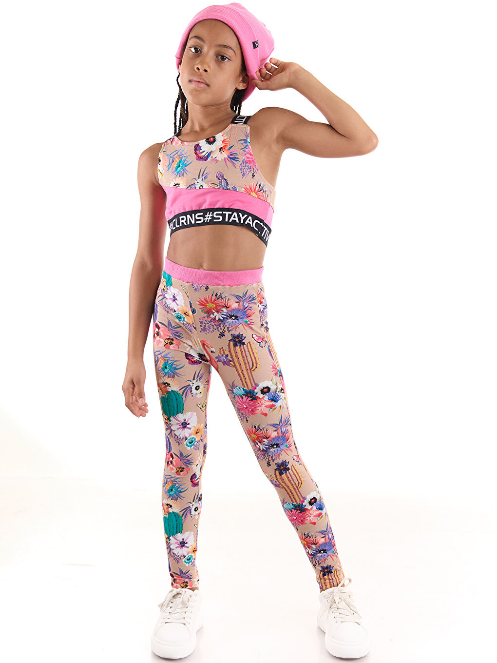 Pembe Stay Active Kız Çocuk Crop Spor Atlet-2