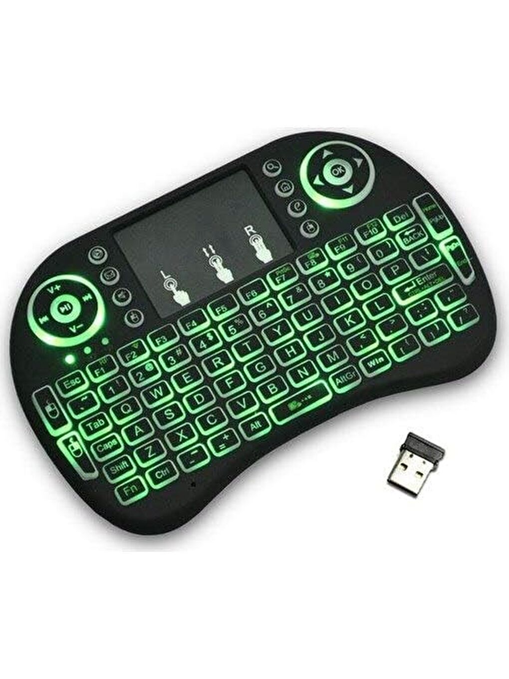 Işıklı Kablosuz Mouse Özellikli Mini Türkçe Tv Uyumlu Klavye-3