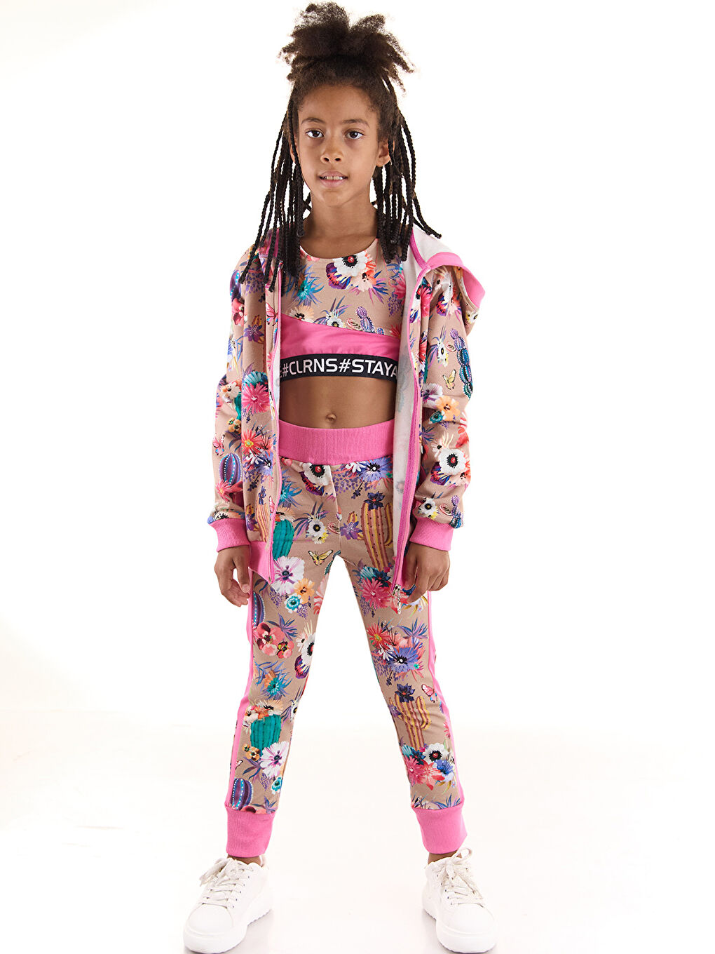 Pembe Stay Active Kız Çocuk Crop Spor Atlet-3