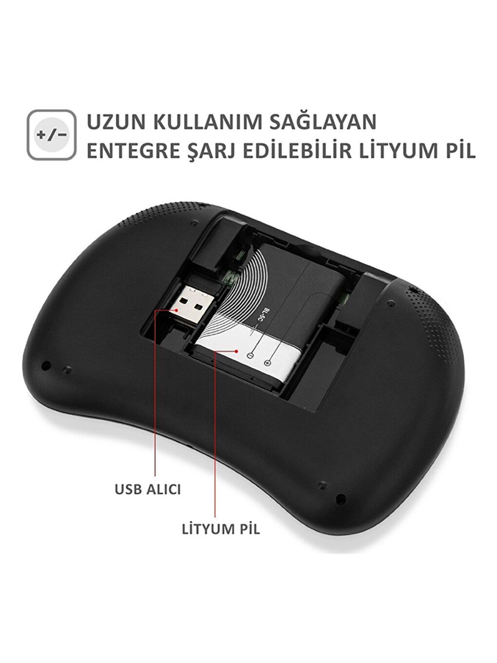 Işıklı Kablosuz Mouse Özellikli Mini Türkçe Tv Uyumlu Klavye-5
