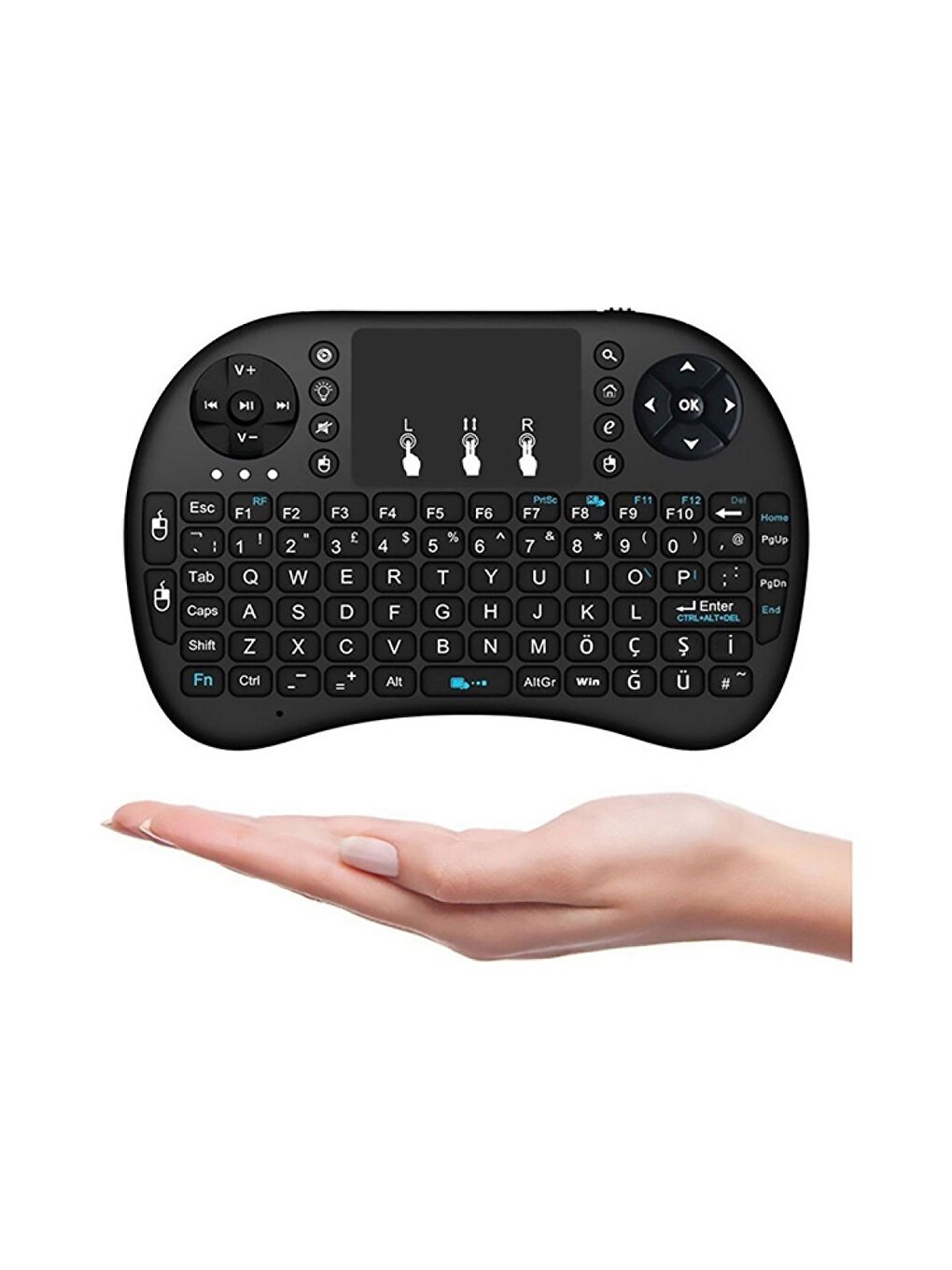 Işıklı Kablosuz Mouse Özellikli Mini Türkçe Tv Uyumlu Klavye-6