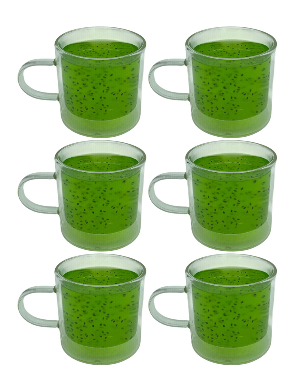 Renksiz Çift Cidarlı 250 ml Cam Kupa Seti 6 Adet-1