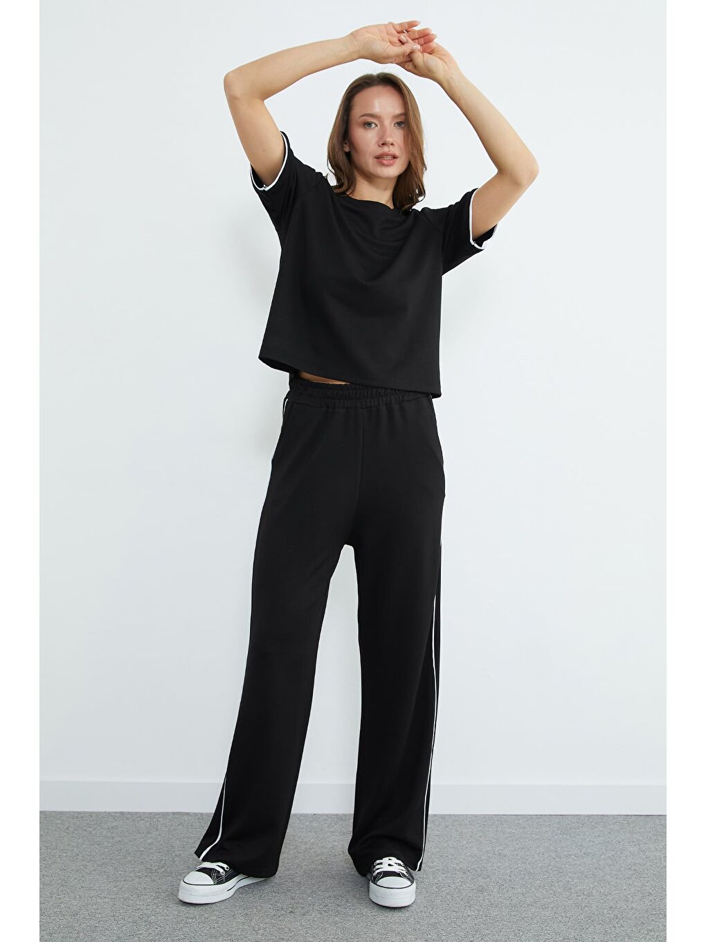 Siyah Biyeli Bisiklet Yaka Modal 2 Li Takım