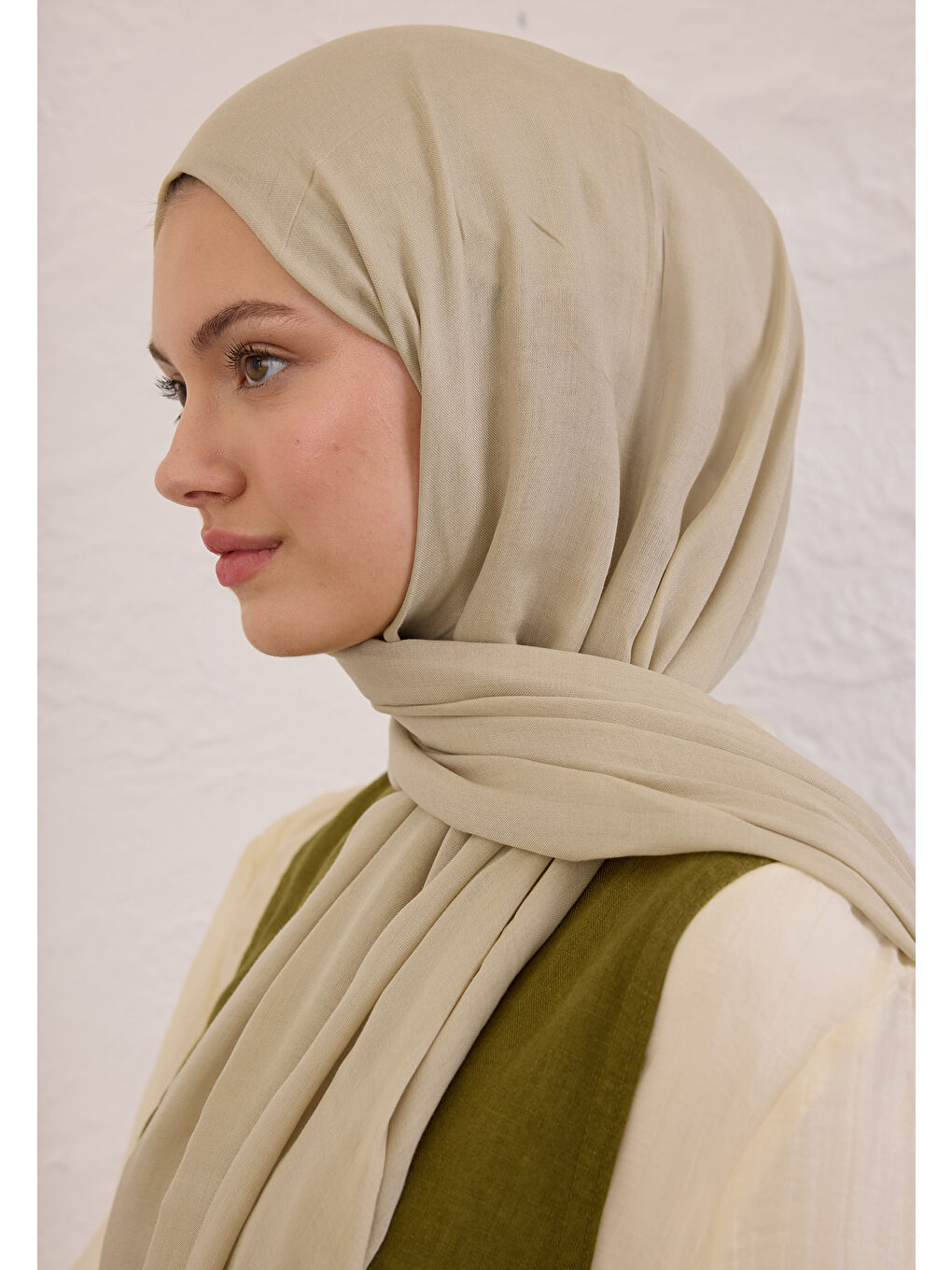 Bej Soft Viskon Şal Keten-1