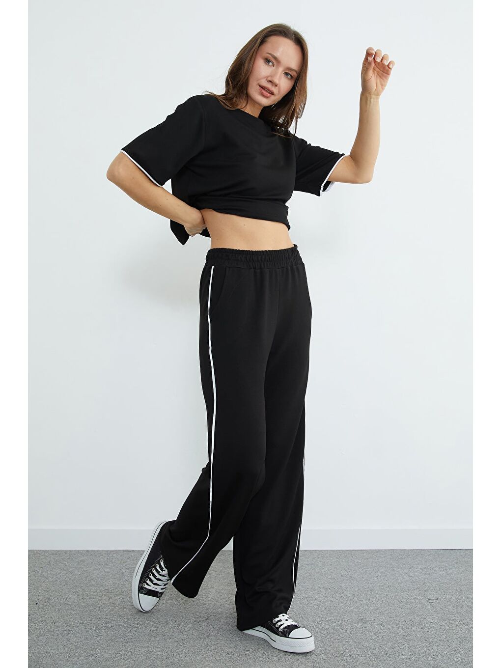 Siyah Biyeli Bisiklet Yaka Modal 2 Li Takım-1