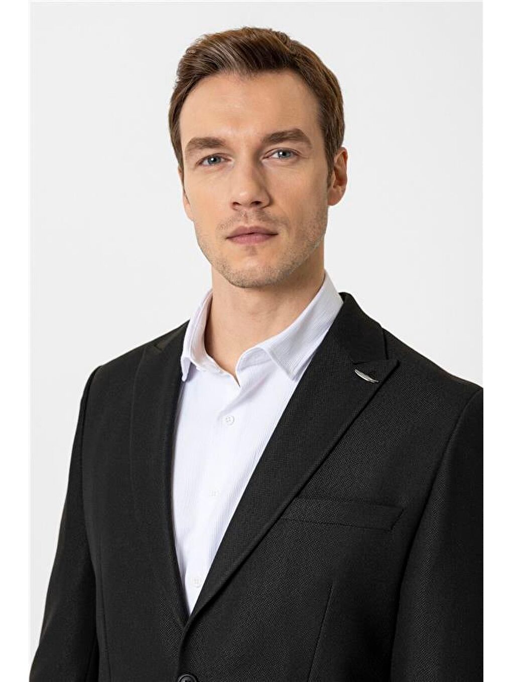 Siyah Slim Desenli Sivri Yaka 6 Drop Takım Elbise-2