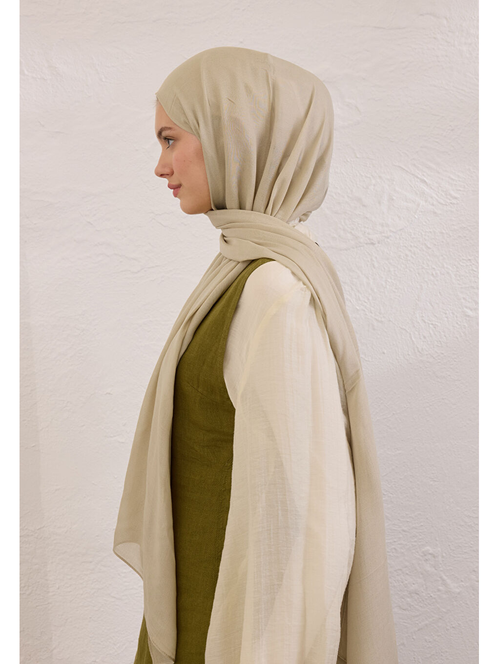 Bej Soft Viskon Şal Keten-3