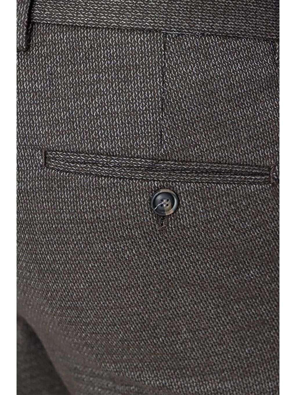 Koyu Kahverengi Esnek Yandan Cepli Classic Slim Fit Erkek Pantolon 1003225168-4