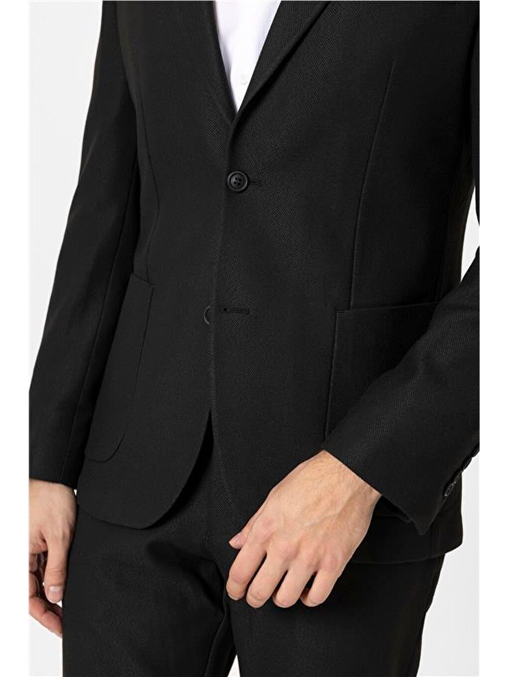 Siyah Slim Desenli Sivri Yaka 6 Drop Takım Elbise-3