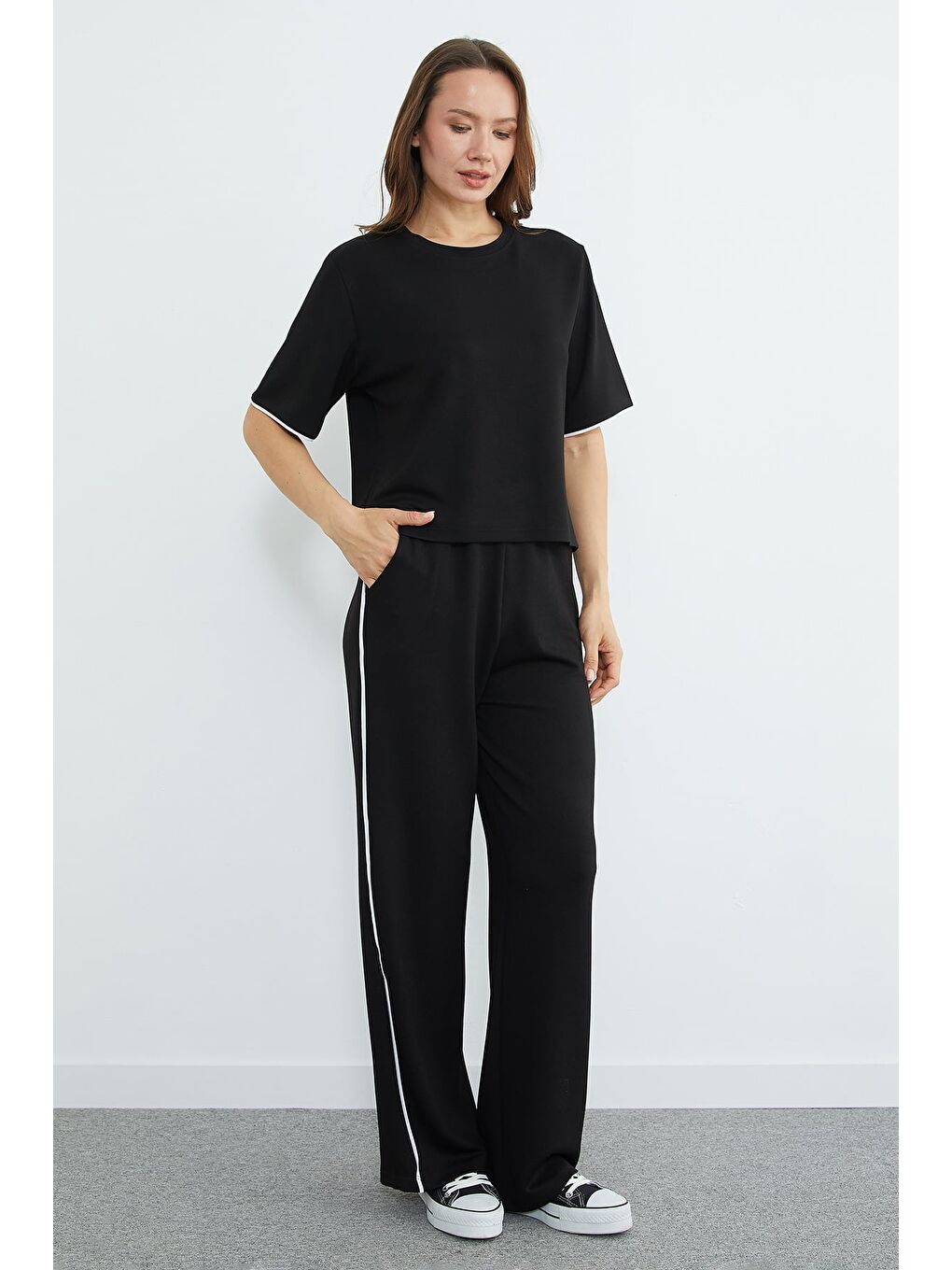 Siyah Biyeli Bisiklet Yaka Modal 2 Li Takım-3