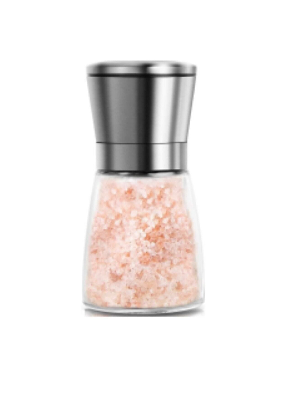 Renksiz Cam Gövdeli Metal Krom Renk Kapaklı Tuz Karabiber Öğütücü 10 cm 2 Adet-2