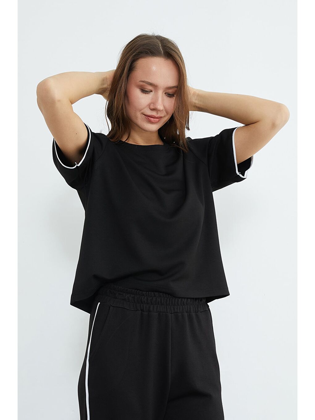 Siyah Biyeli Bisiklet Yaka Modal 2 Li Takım-4