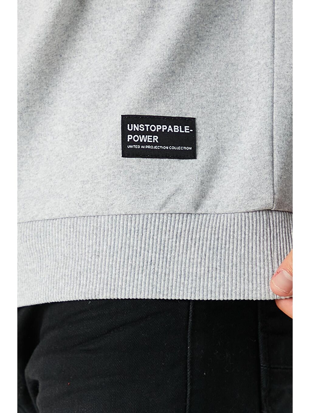 Erkek Gri Basic Bisiklet Yaka Büyük Beden Sweatshirt-3