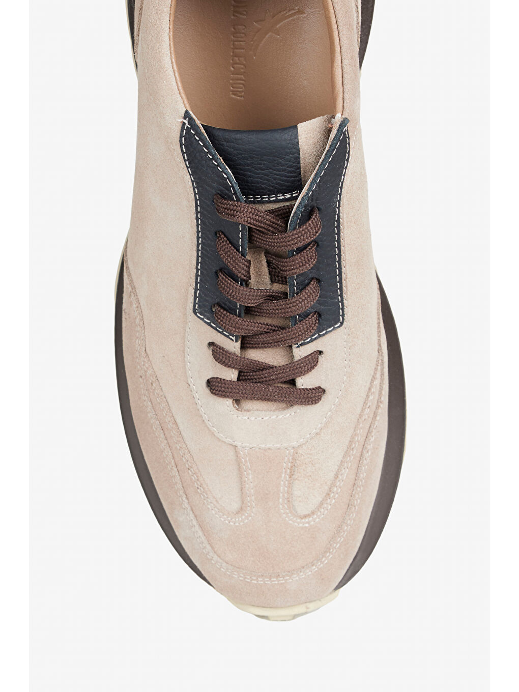 Erkek Bej %100 Deri Sneaker Spor Ayakkabı-2