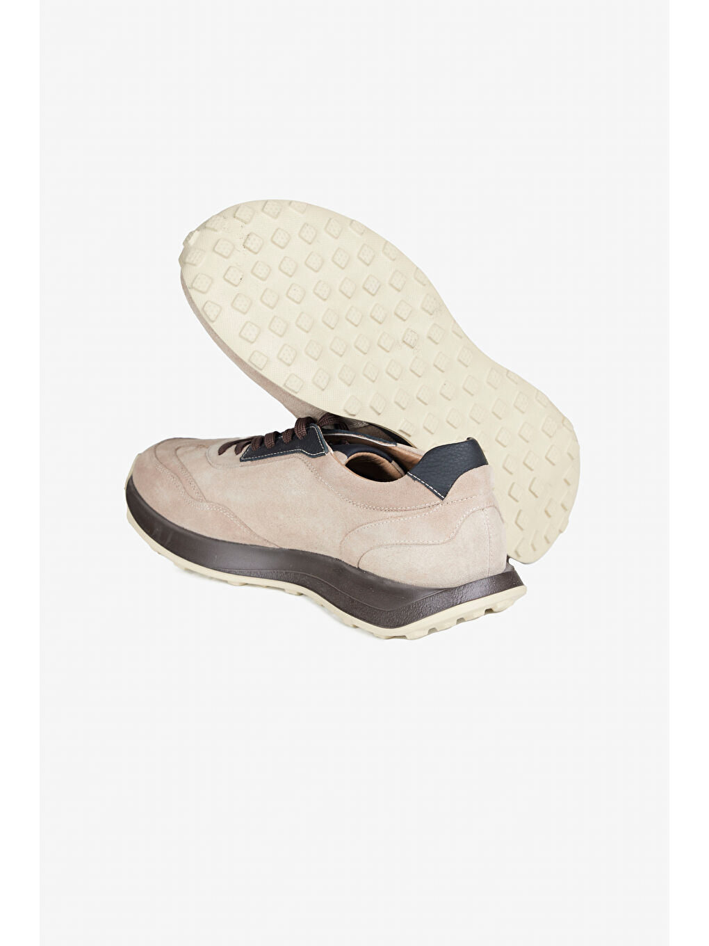 Erkek Bej %100 Deri Sneaker Spor Ayakkabı-3