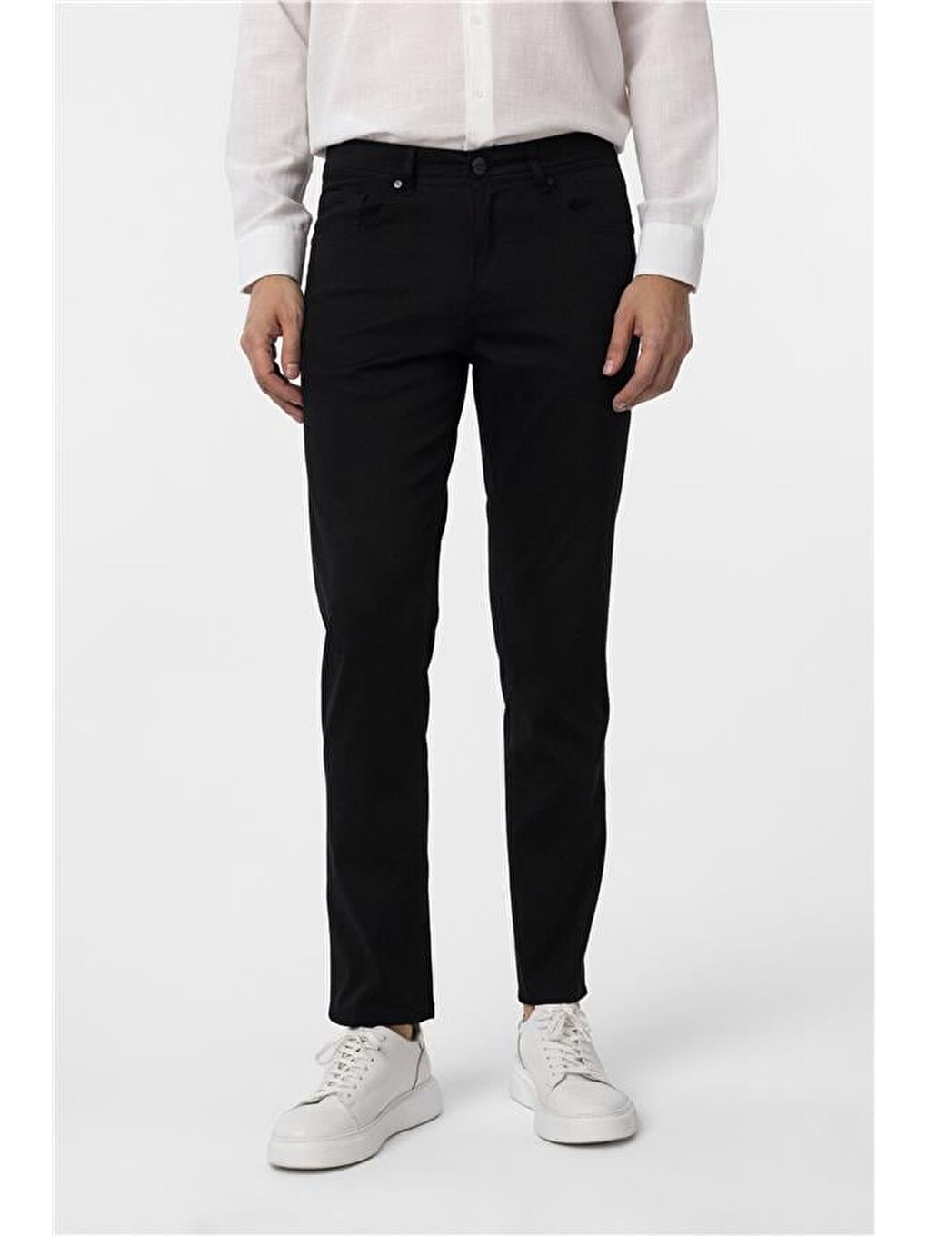 Siyah Slim 5 Cep Kalıp Armürlü Pantolon-1