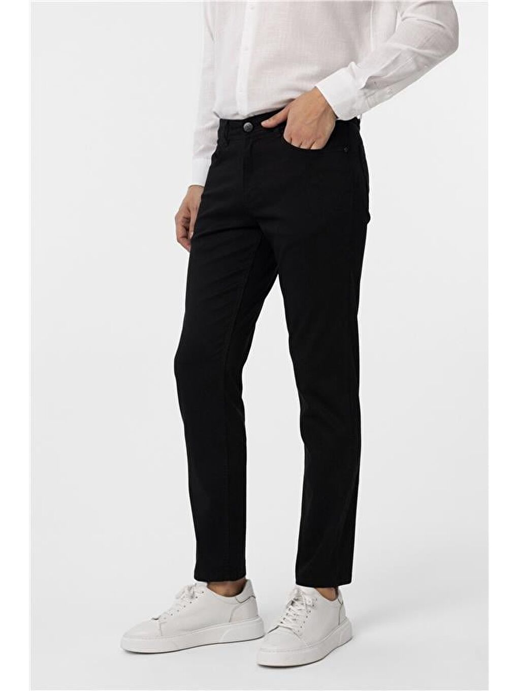 Siyah Slim 5 Cep Kalıp Armürlü Pantolon-3