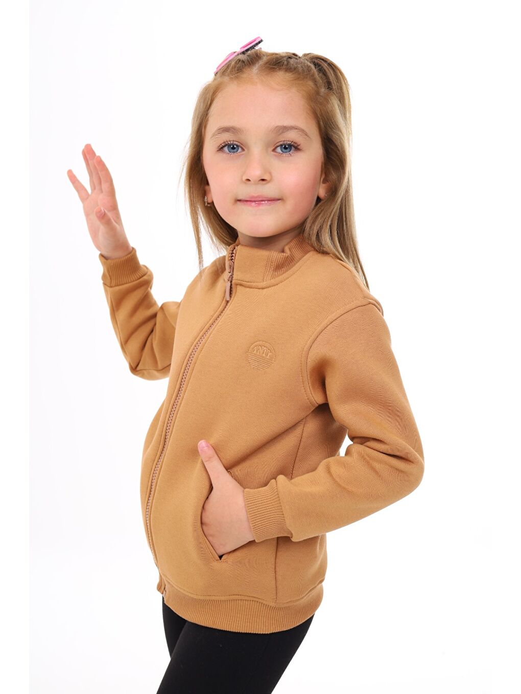 Toontoykids Kahverengi Kız Çocuk Nakışlı Fermuarlı Sweatshirt - 2