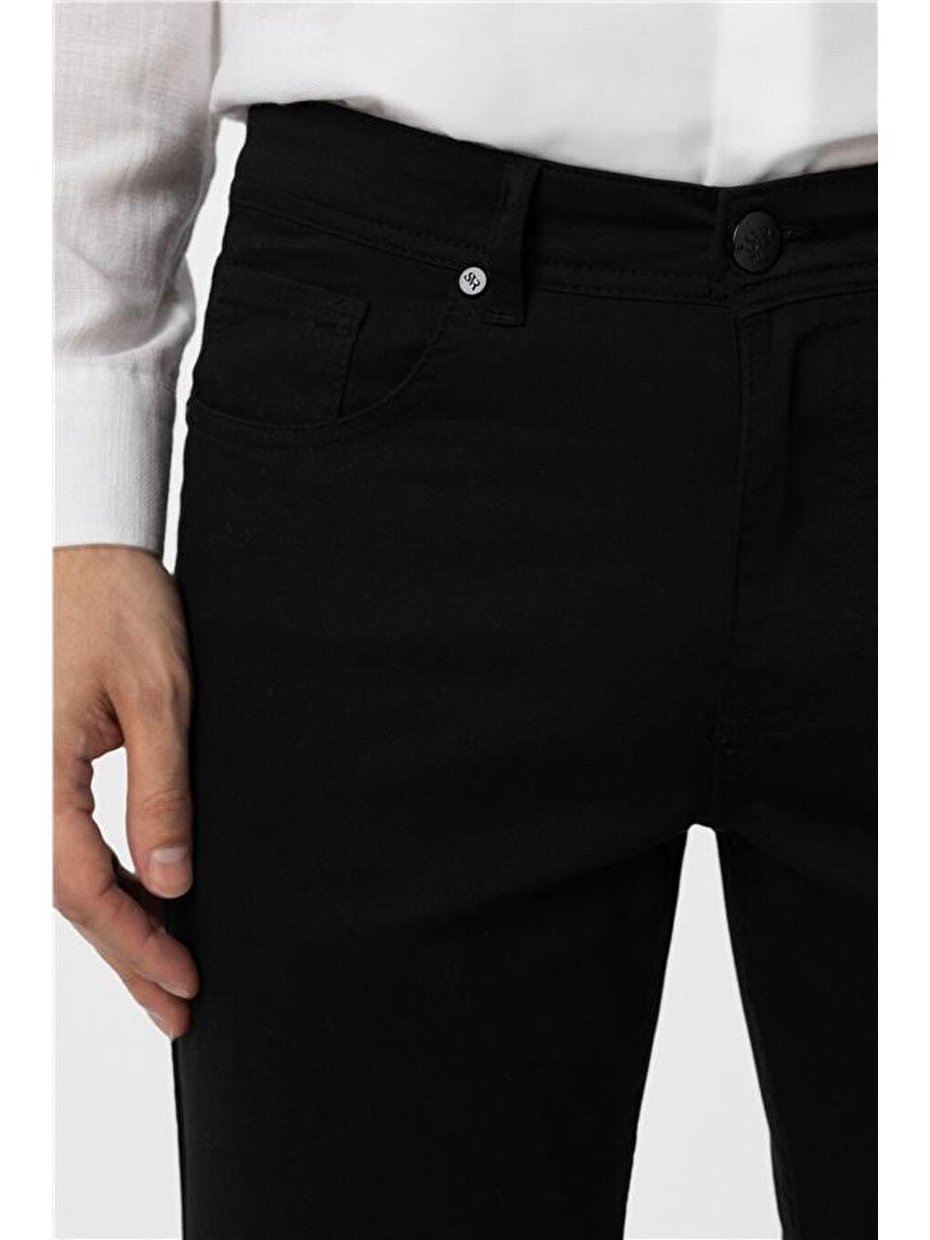 Siyah Slim 5 Cep Kalıp Armürlü Pantolon-4