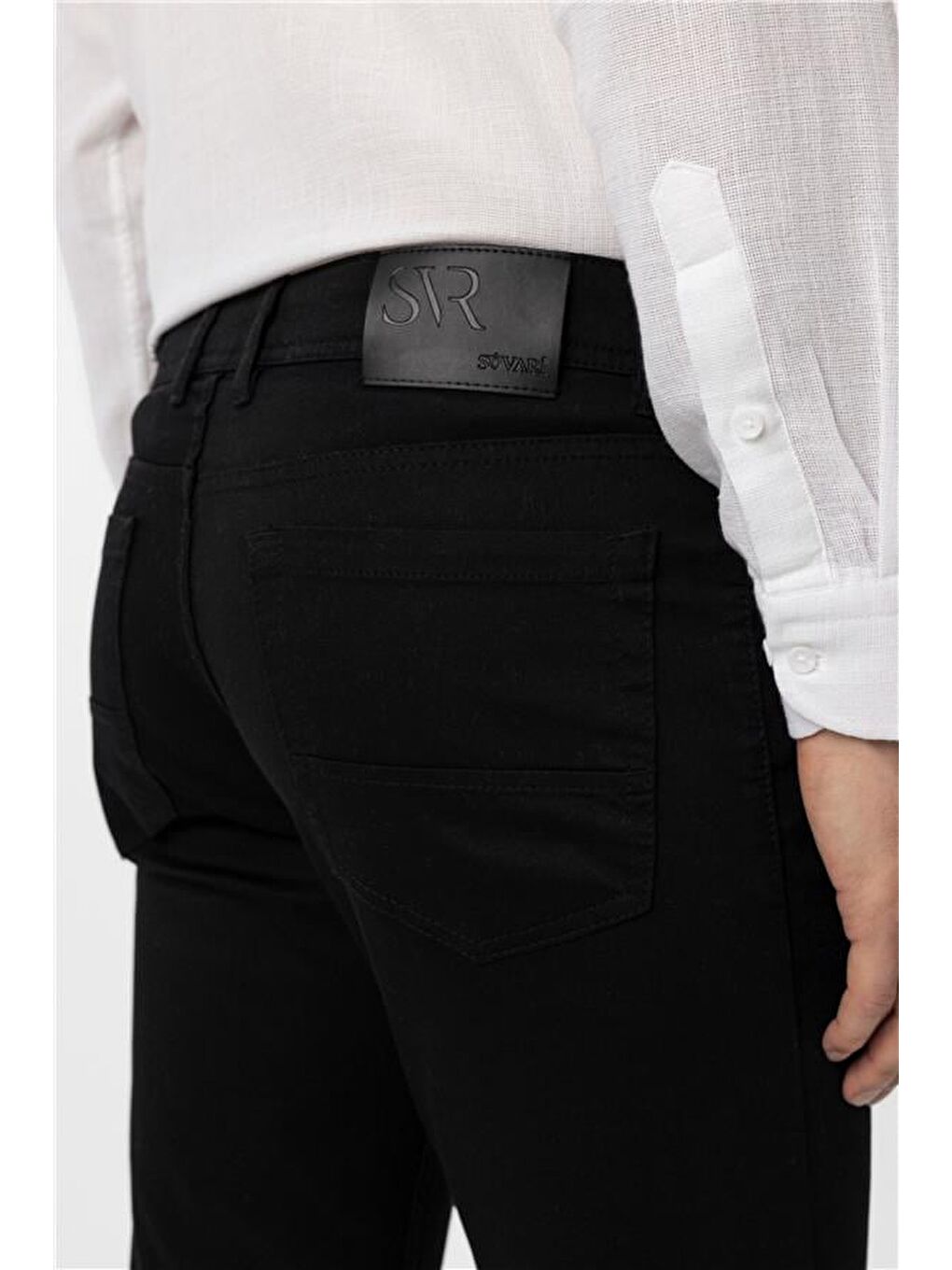 Siyah Slim 5 Cep Kalıp Armürlü Pantolon-5