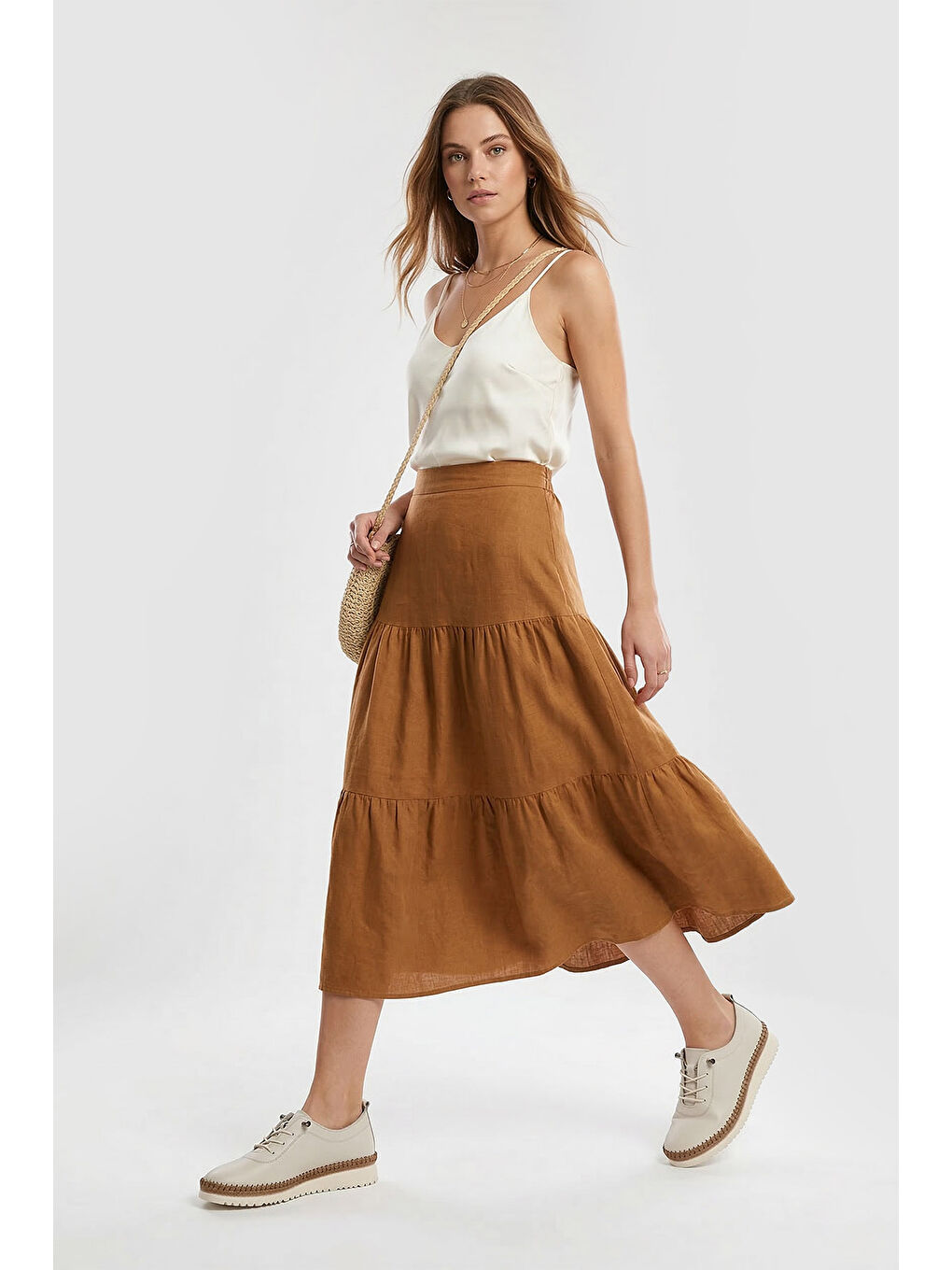 Bej Kadın YENİ BEJ Bağcıklı Hakiki Deri Comfort Ayakkabı-2