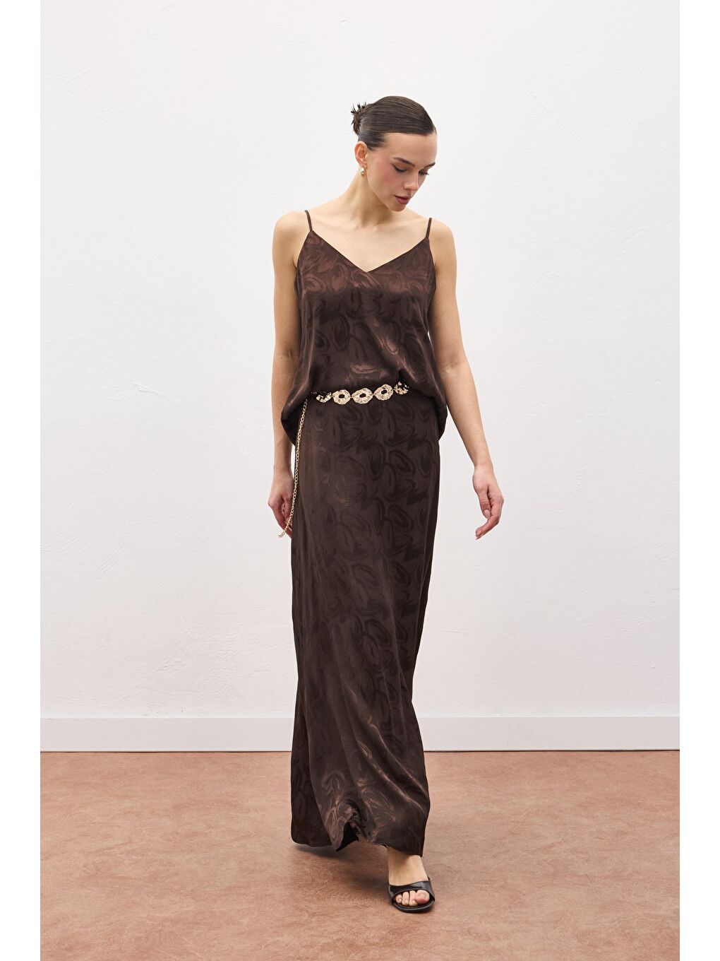 Kahverengi Lior Uzun Etek - Kahve-4