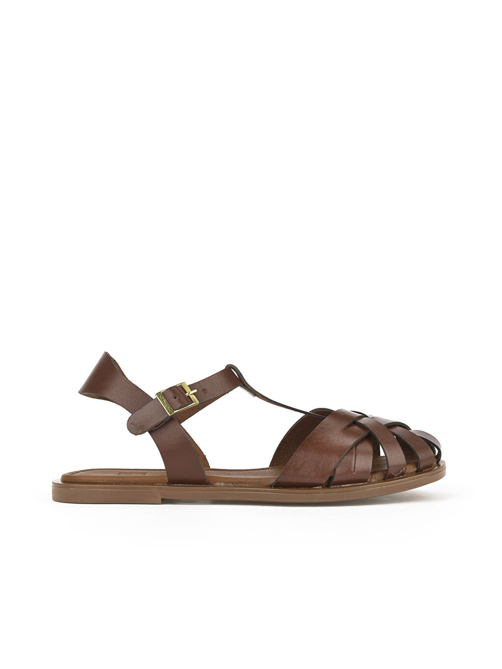 Kahverengi Kadın Hakiki Deri Sandalet 1511010Z07 Kahve