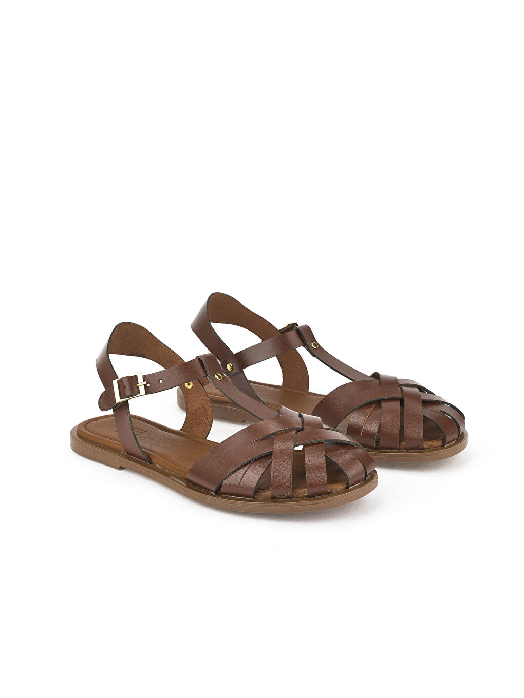 Kahverengi Kadın Hakiki Deri Sandalet 1511010Z07 Kahve-1