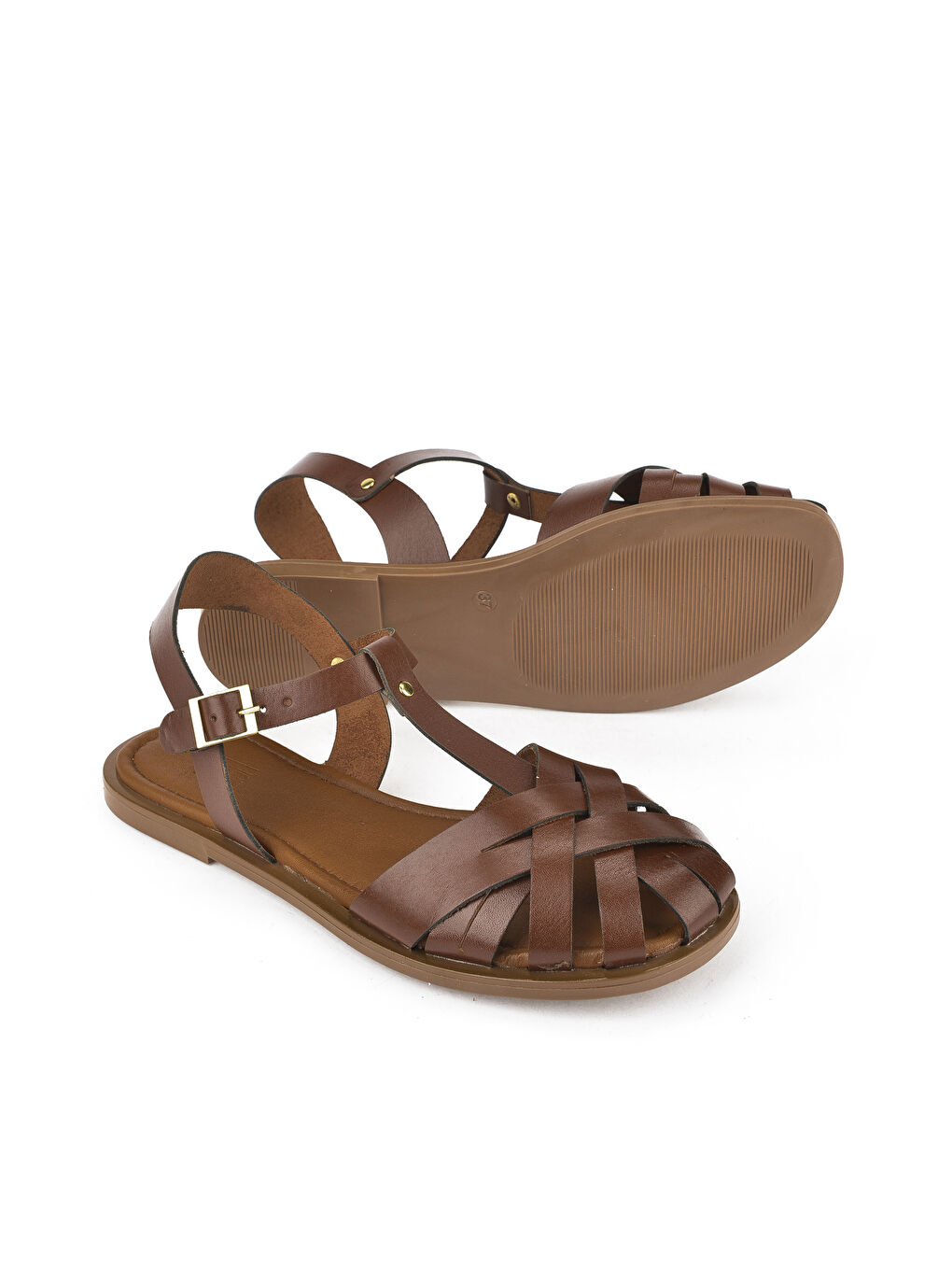 Kahverengi Kadın Hakiki Deri Sandalet 1511010Z07 Kahve-3