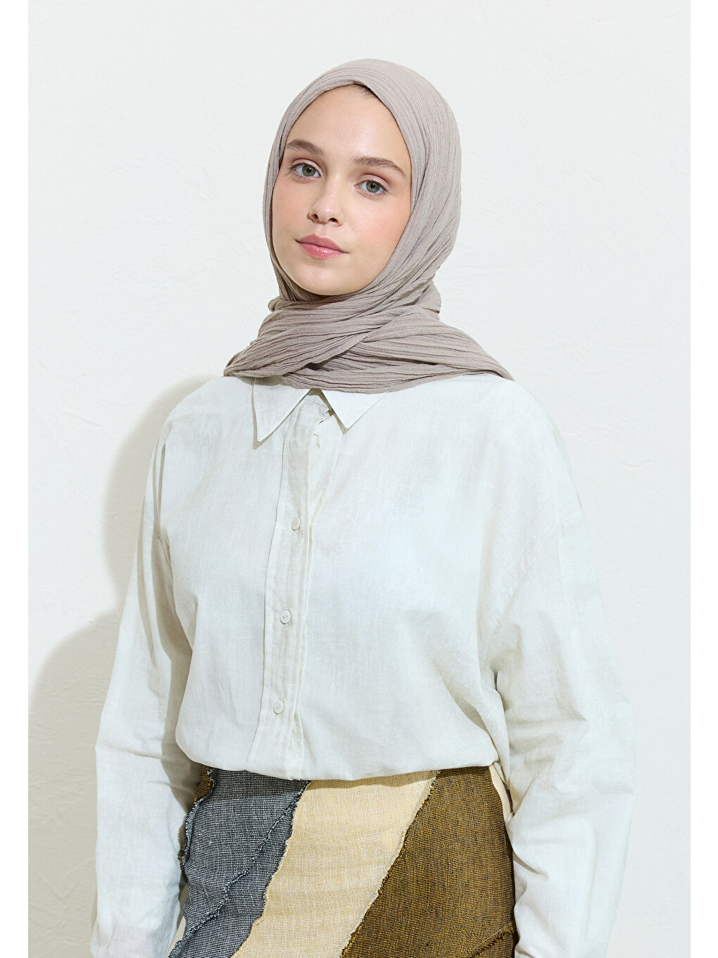 Bej Pamuklu Keten Şal Mashroom Soup-3