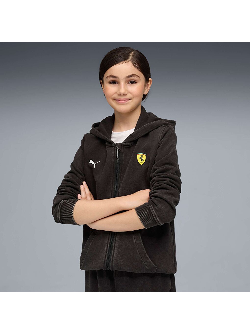 Siyah SCUDERIA FERRARI Sportswear Genç Kapüşonlu Hoodie-4