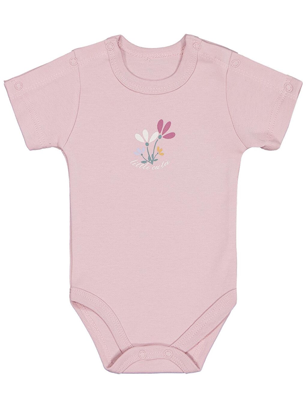 Baby Çiçek Baskılı Çıtçıtlı Badi - Pembe Prematüre-2