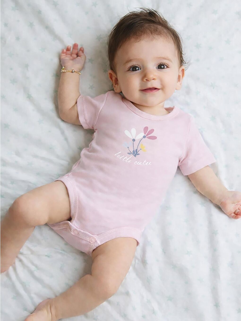 Baby Çiçek Baskılı Çıtçıtlı Badi - Pembe Prematüre-3