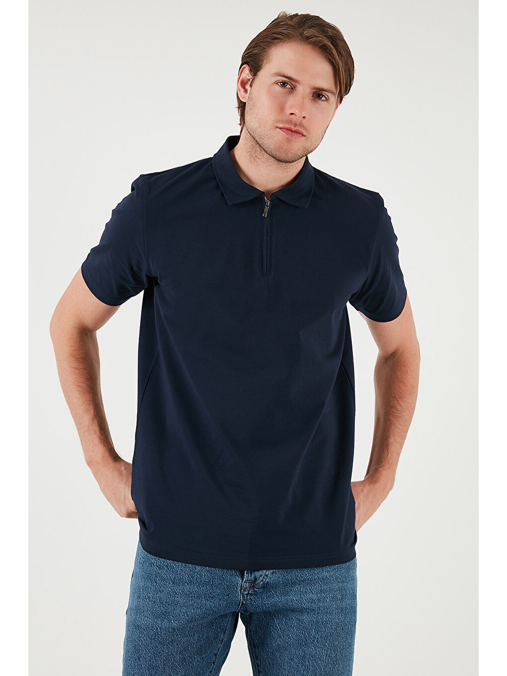 Mavi Streç Pamuklu Regular Fit Yarım Fermuarlı 3'lü Paket Polo Yaka Tişört 5902972S3-2