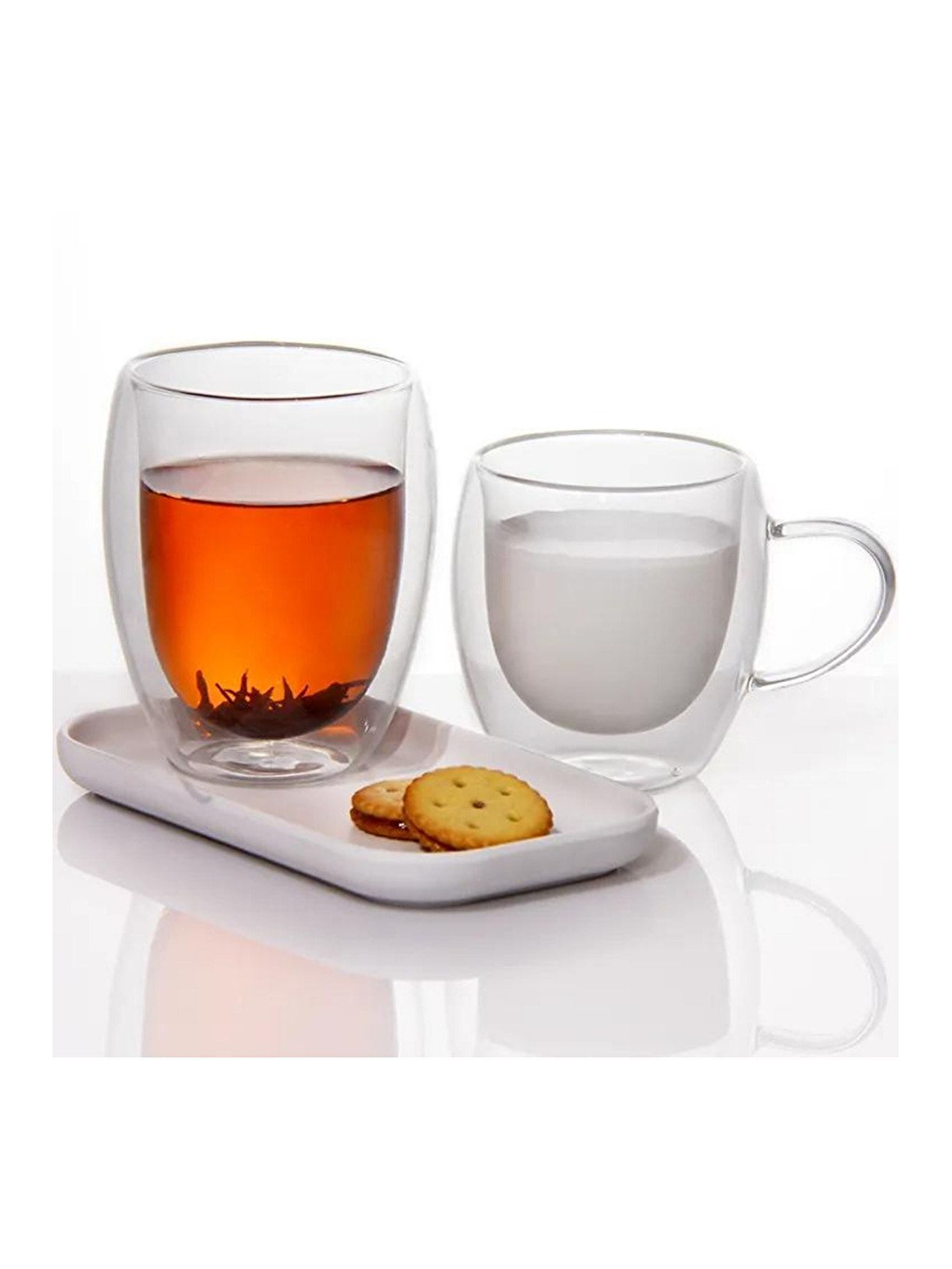 Renksiz Çift Cidarlı 250 ml Kulplu Cam Kupa 6 Adet-3