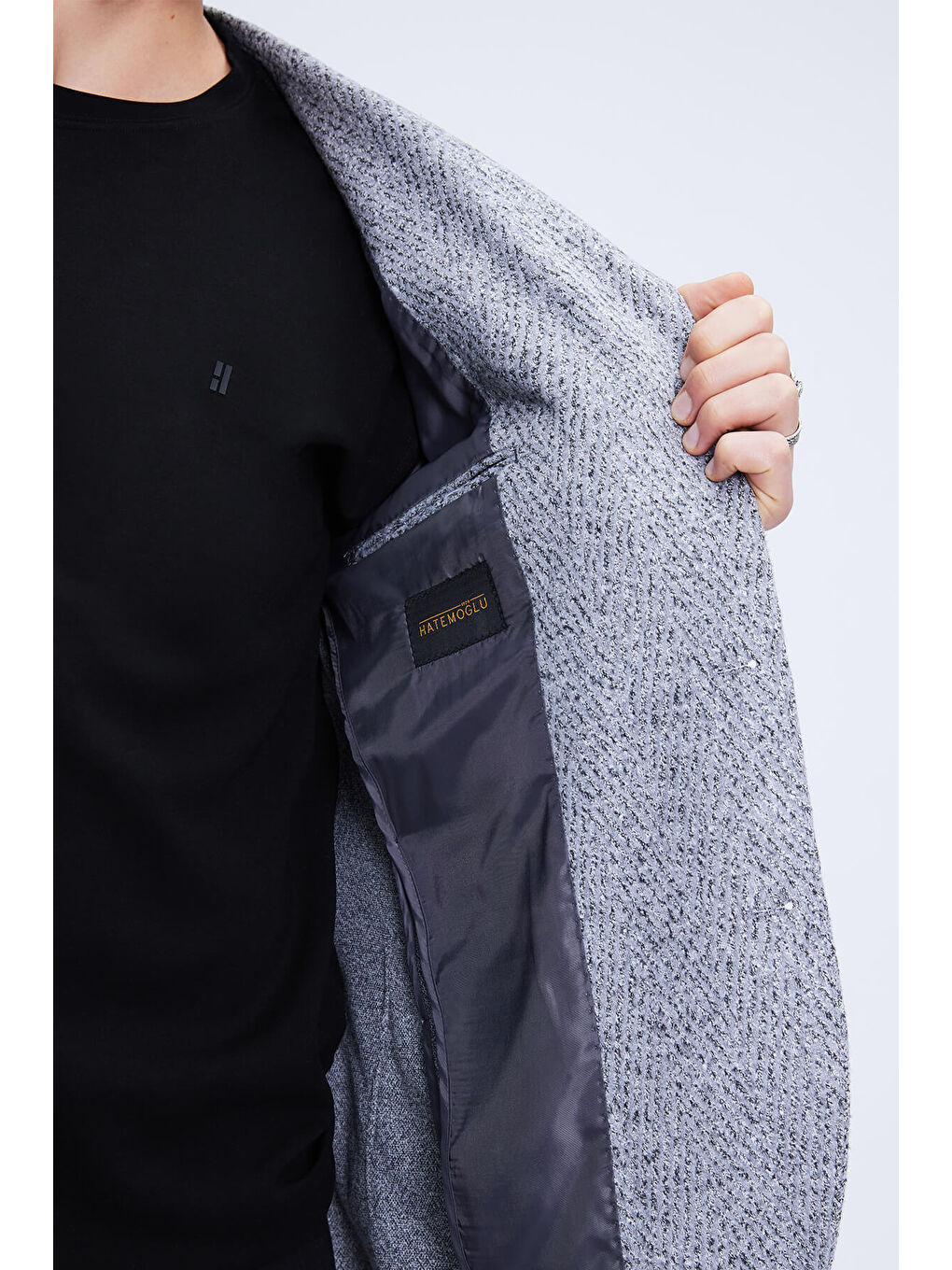 Gri Comfort Fit Mono Yaka Pamuklu Ceket-3