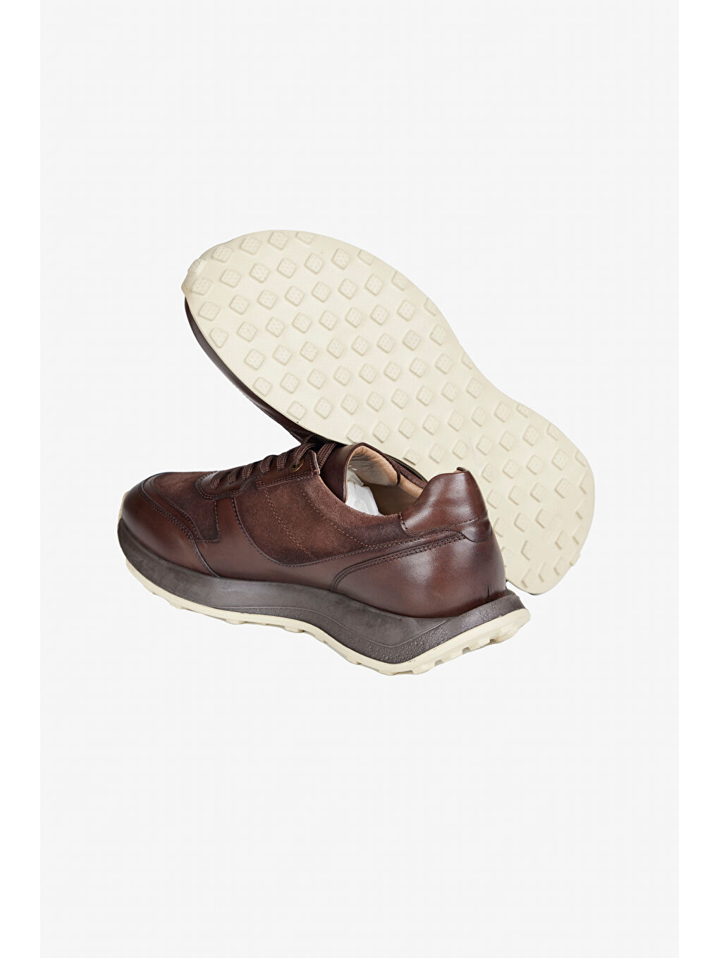 Erkek Kahverengi %100 Deri Sneaker Spor Ayakkabı-3