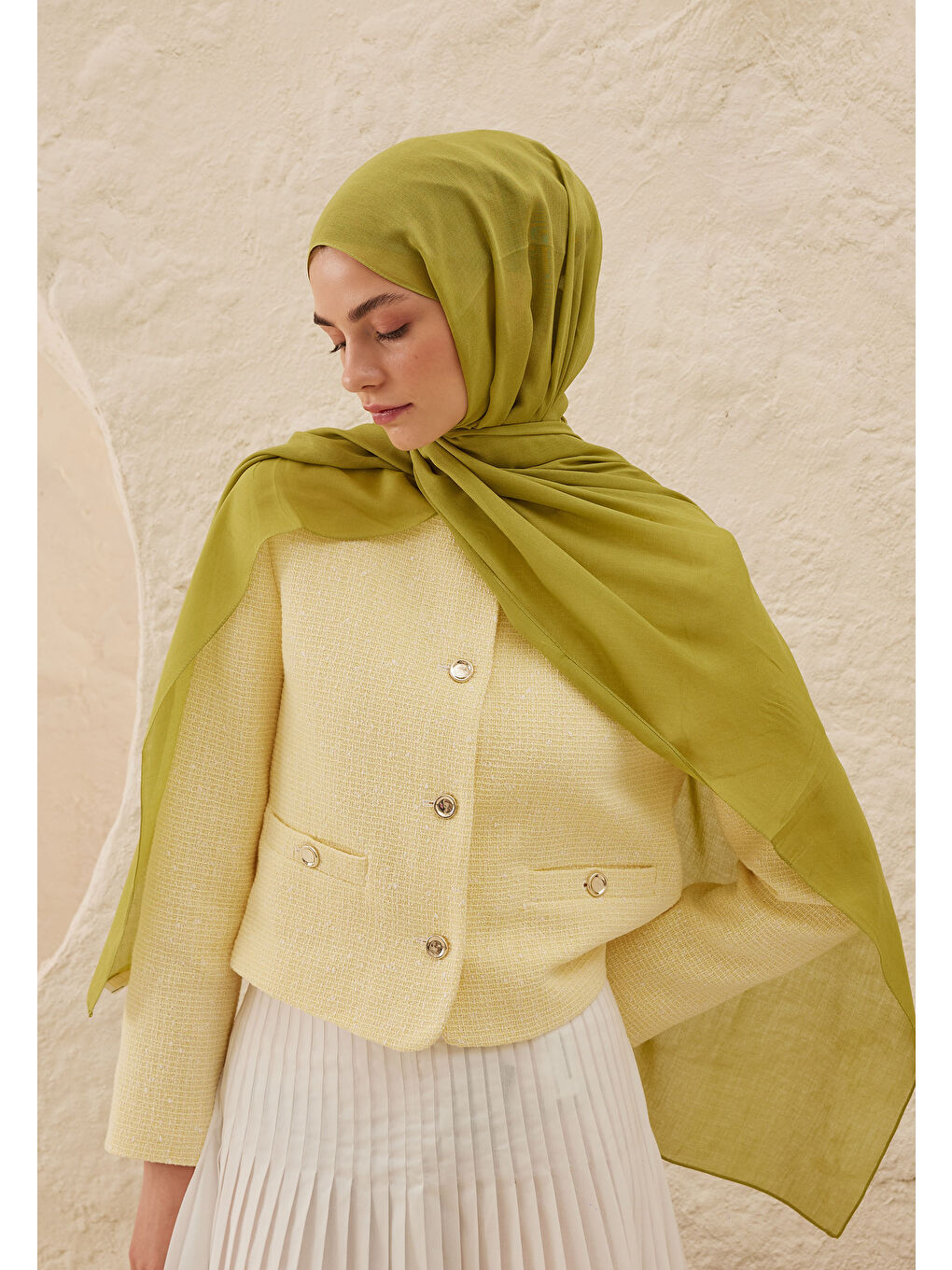 Yeşil Rami Viskon Şal Matcha