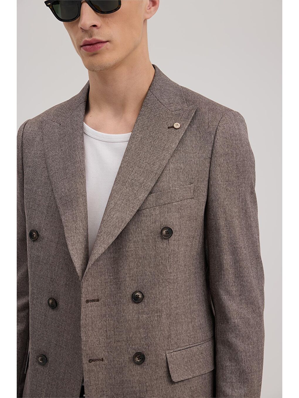 Bordo Slim Fit Ekoseli Kruvaze Takım Elbise-2