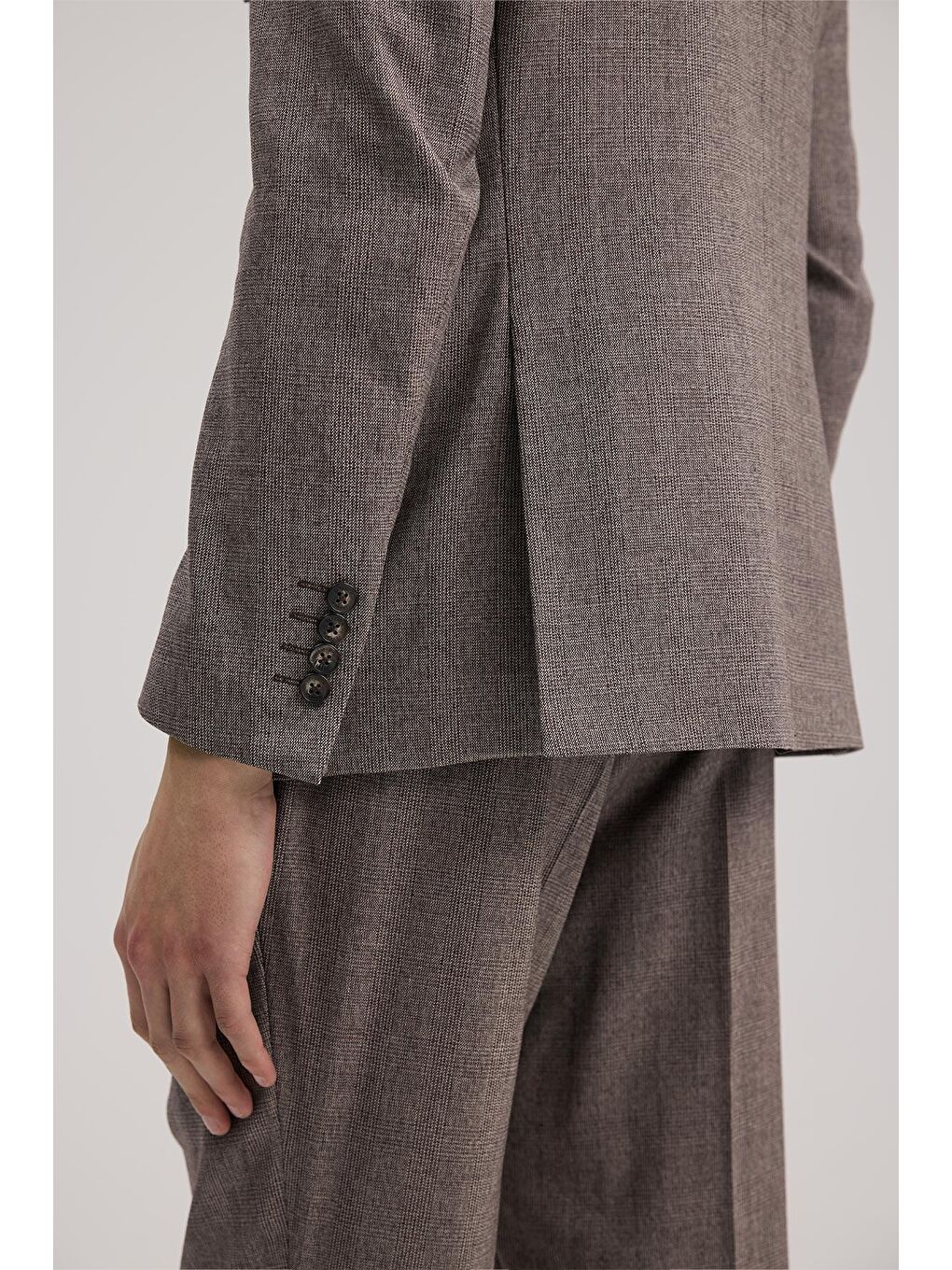 Bordo Slim Fit Ekoseli Kruvaze Takım Elbise-4