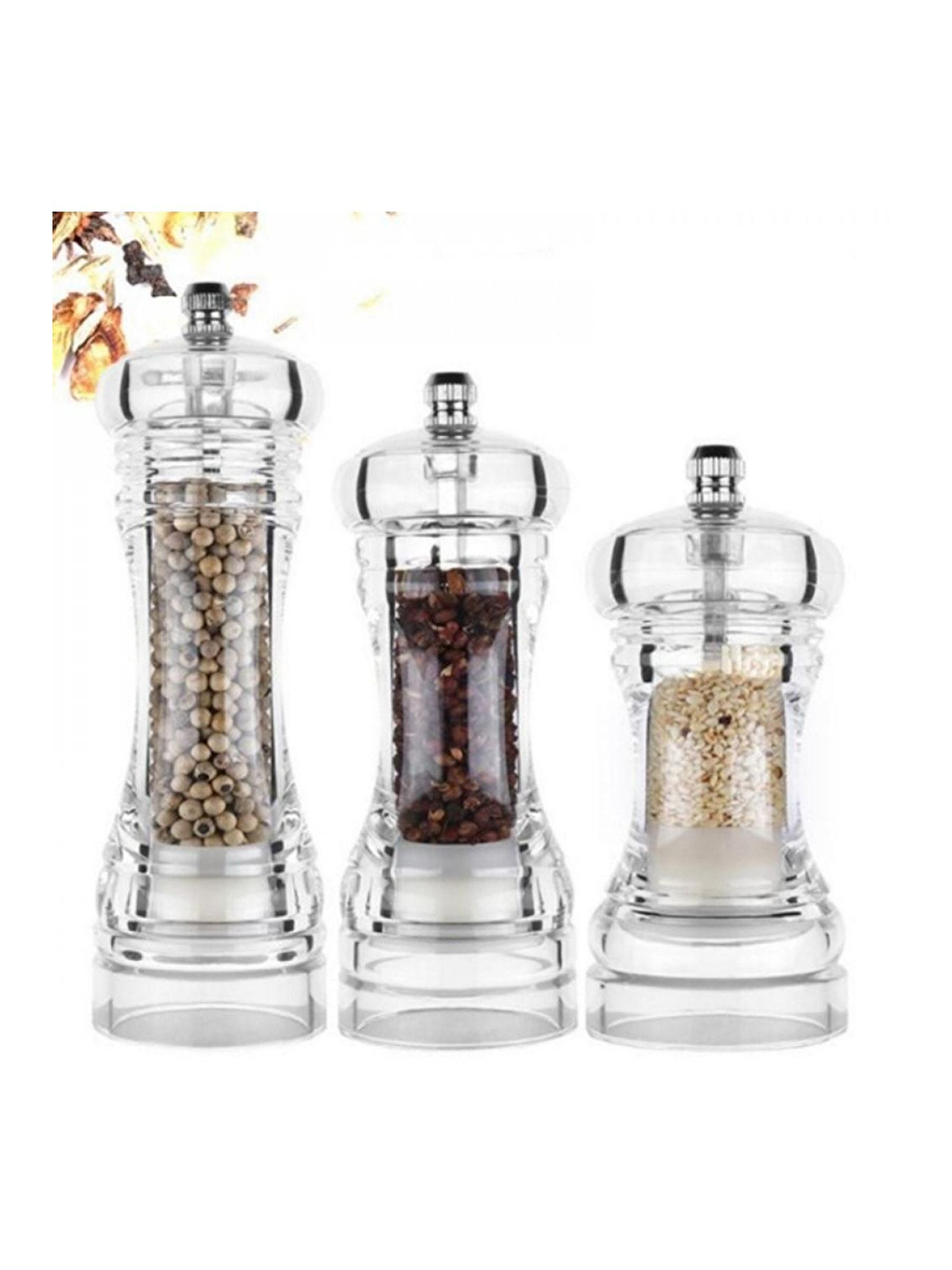 Renksiz Akrilik Baharat Öğütücüsü 20 cm 2 Adet-2