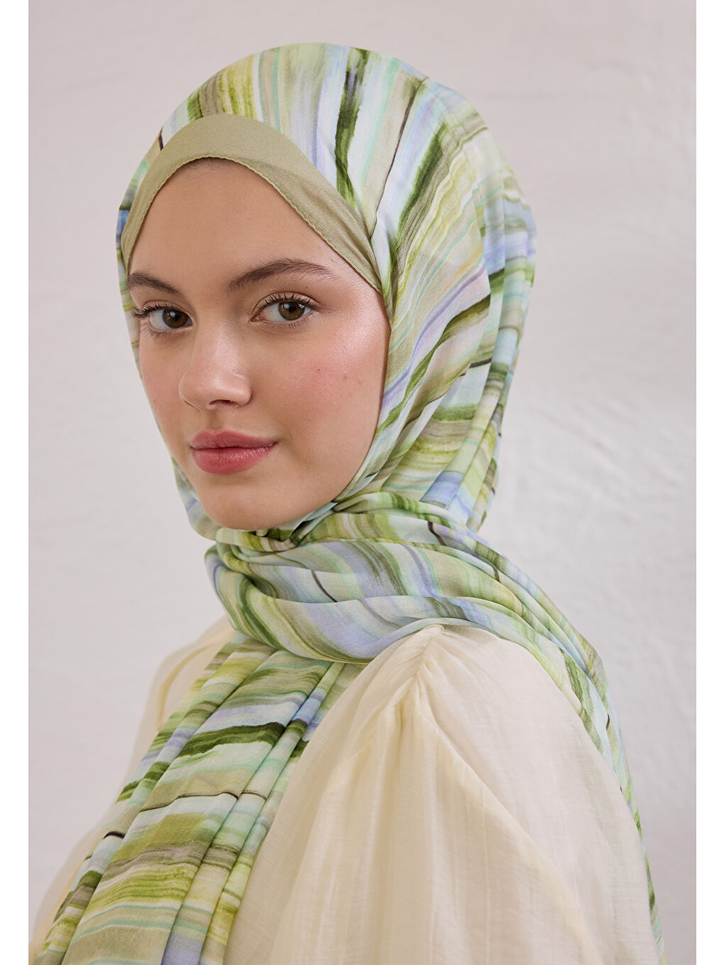 Yeşil Deıa Desen Rami Şal Adaçayı-3