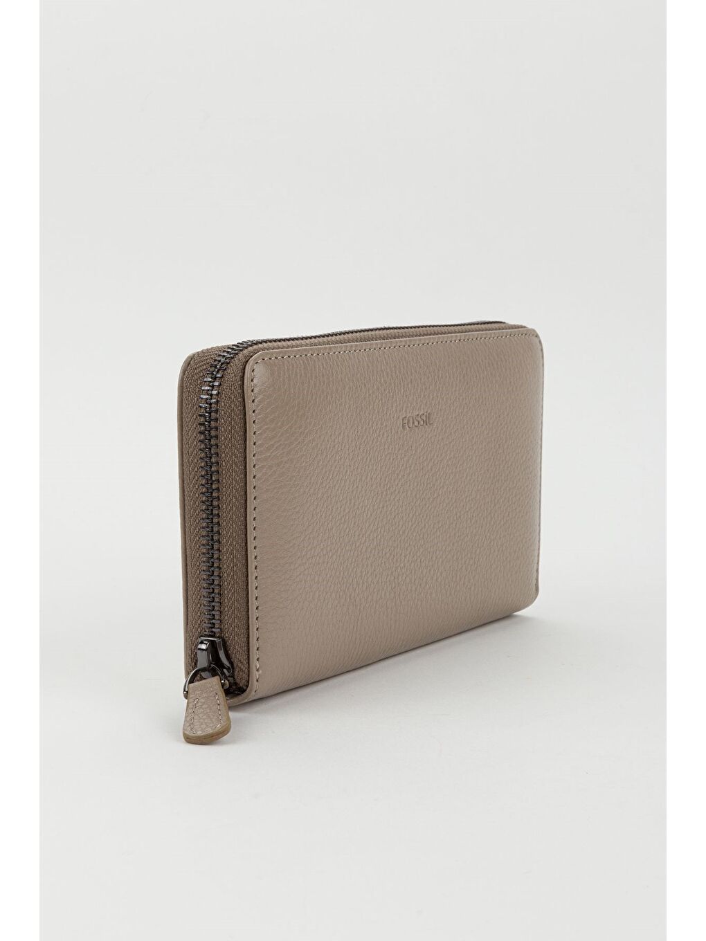 Bej Kutulu Hakiki Deri Su Yeşili Fermuarlı Büyük Boy Kadın El Portföyü Kartlık Cüzdan-1