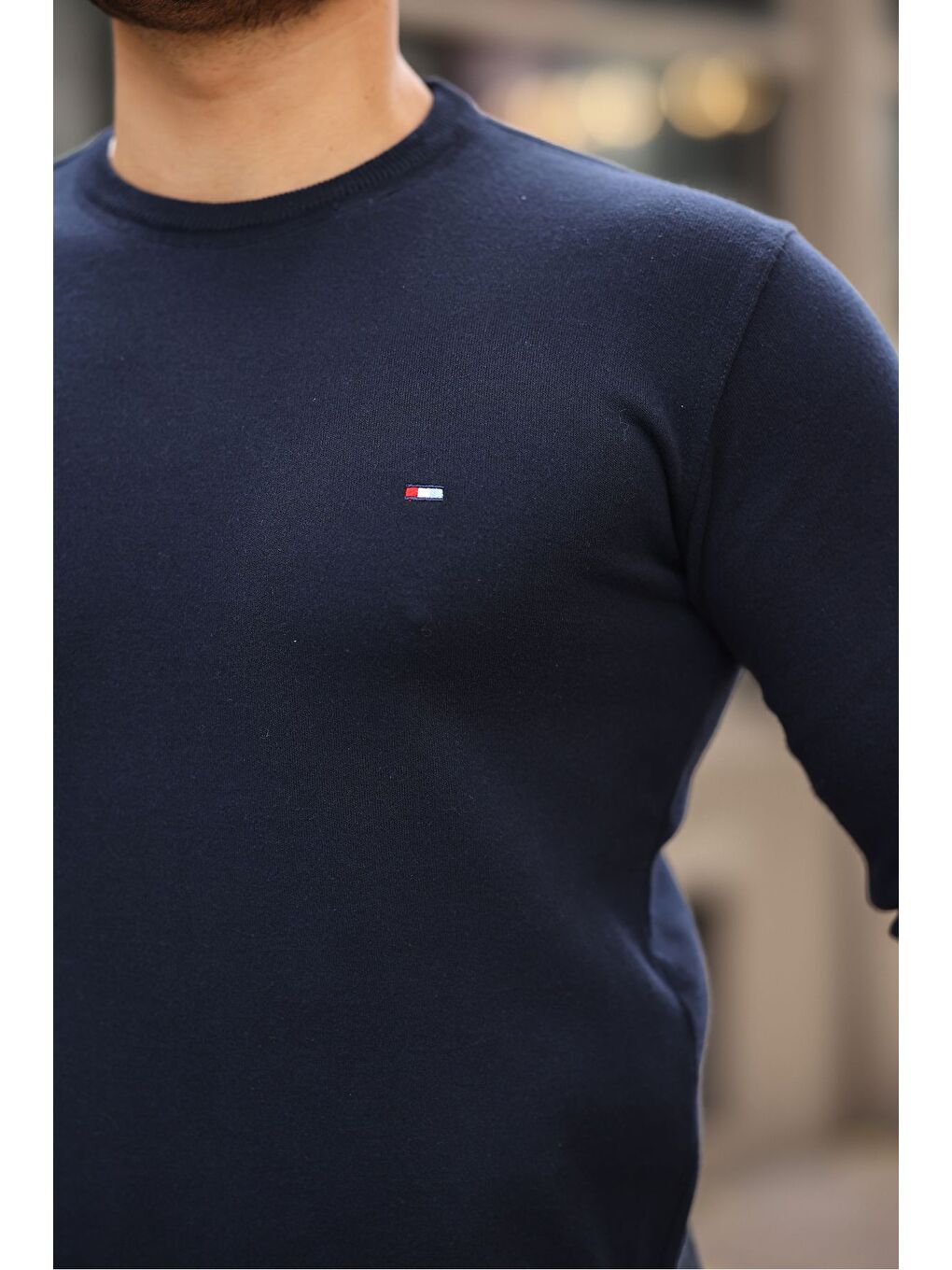 Lacivert Sıfır Yaka Triko Kazak-1