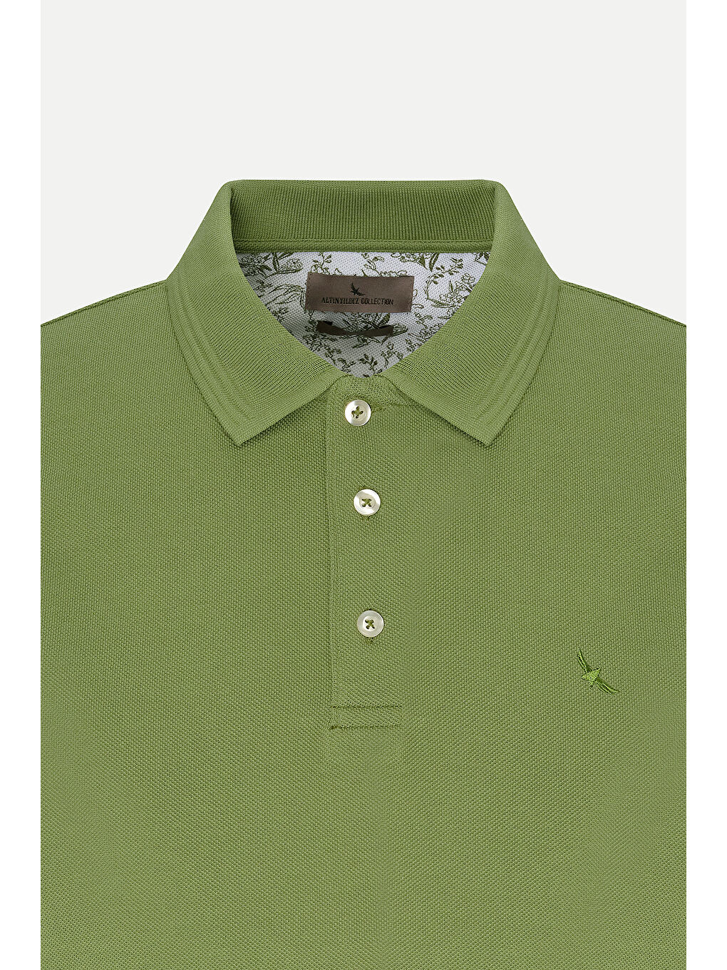 Erkek Yeşil Slim Fit Dar Kesim Polo Yaka %100 Pamuk Kısa Kollu Tişört-5