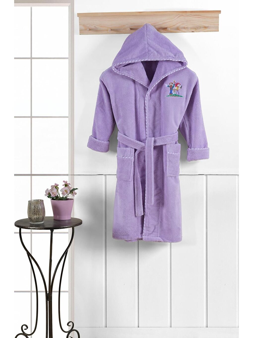 Bambu Nakışlı Garson Boy Bornoz- M.Craft Lila 9-10 Yaş