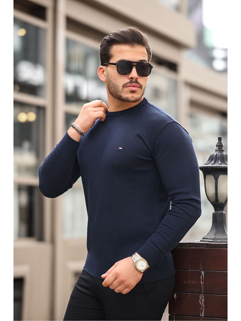 Lacivert Sıfır Yaka Triko Kazak-2