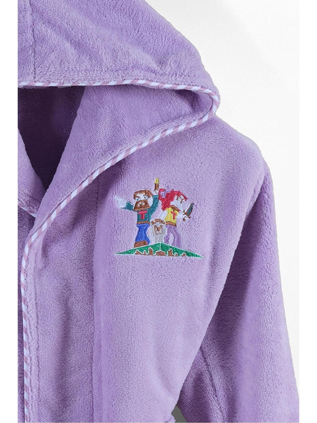 Bambu Nakışlı Garson Boy Bornoz- M.Craft Lila 9-10 Yaş-1