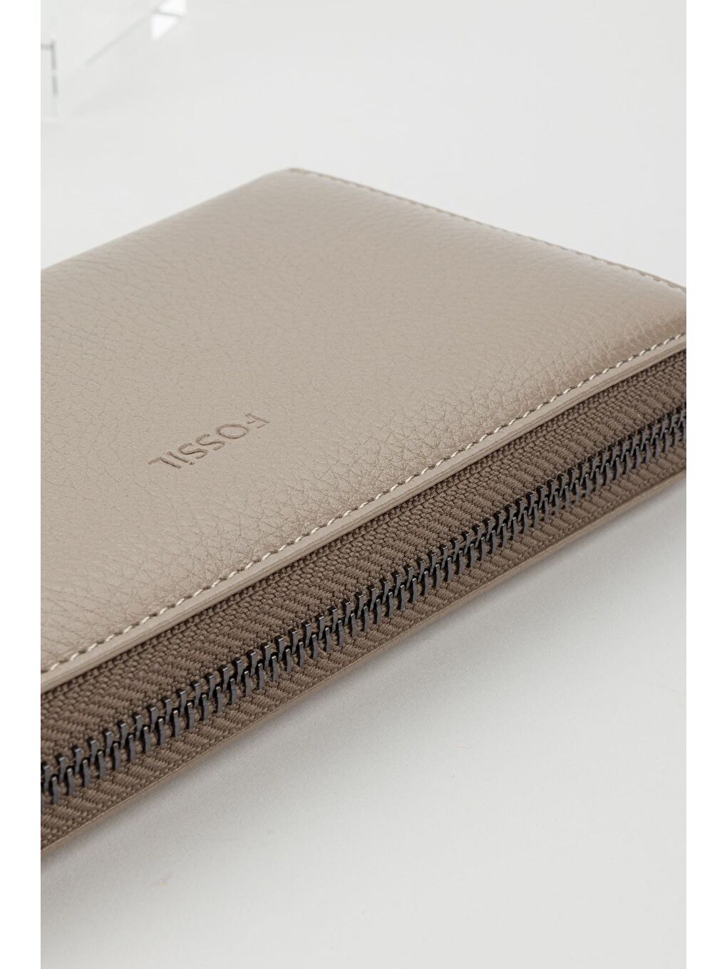 Bej Kutulu Hakiki Deri Su Yeşili Fermuarlı Büyük Boy Kadın El Portföyü Kartlık Cüzdan-6