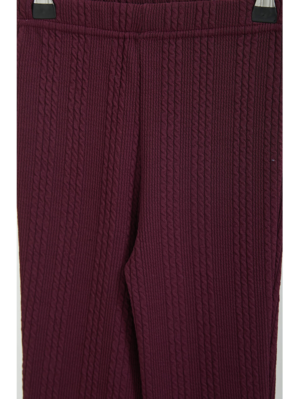 Kız Çocuk Mürdüm Kız Çocuk Örgü Detay Dokulu İspanyol Paça Tayt - 26850-1